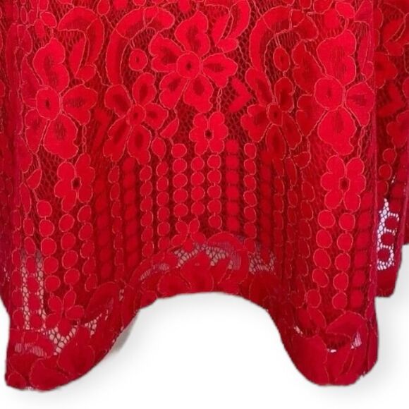 Laundry By Shelli Segal One Shoulder Lace 1/4 Sleeve Blouse M Red - Picture 3 of 6